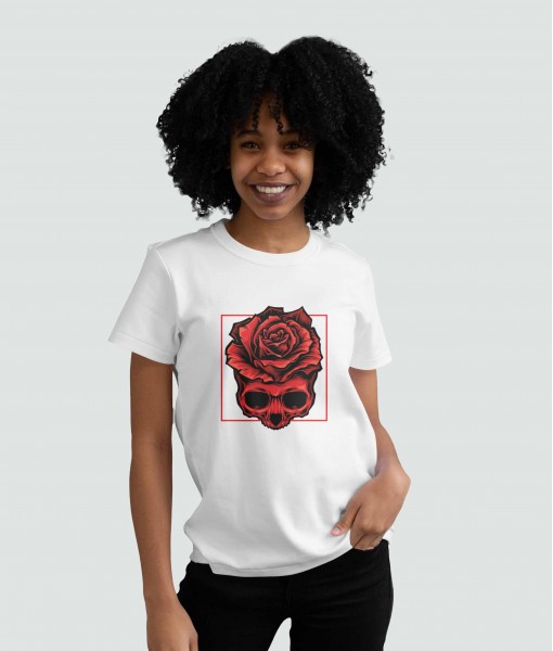 Дамска тениска с щампа Готика Rose skull - TShirtArtShop.com